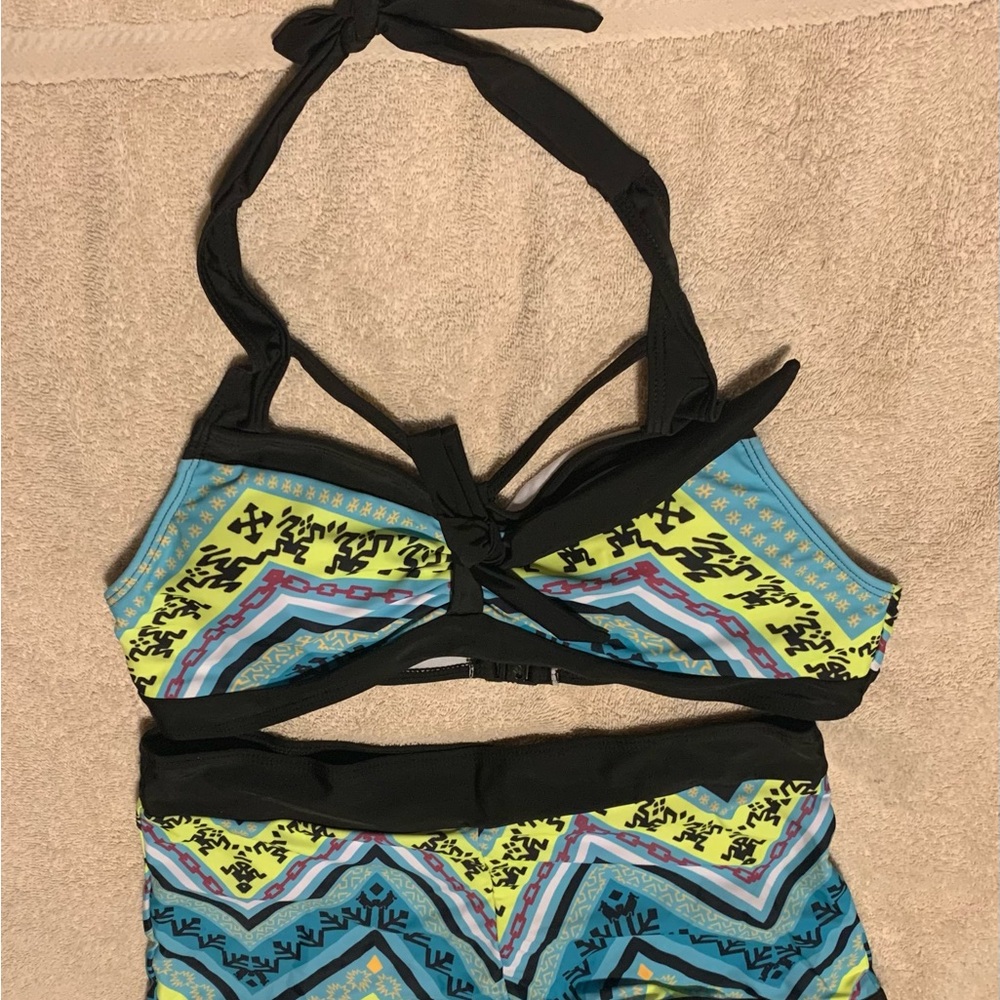 Colorful Halter Bikini with boy shorts